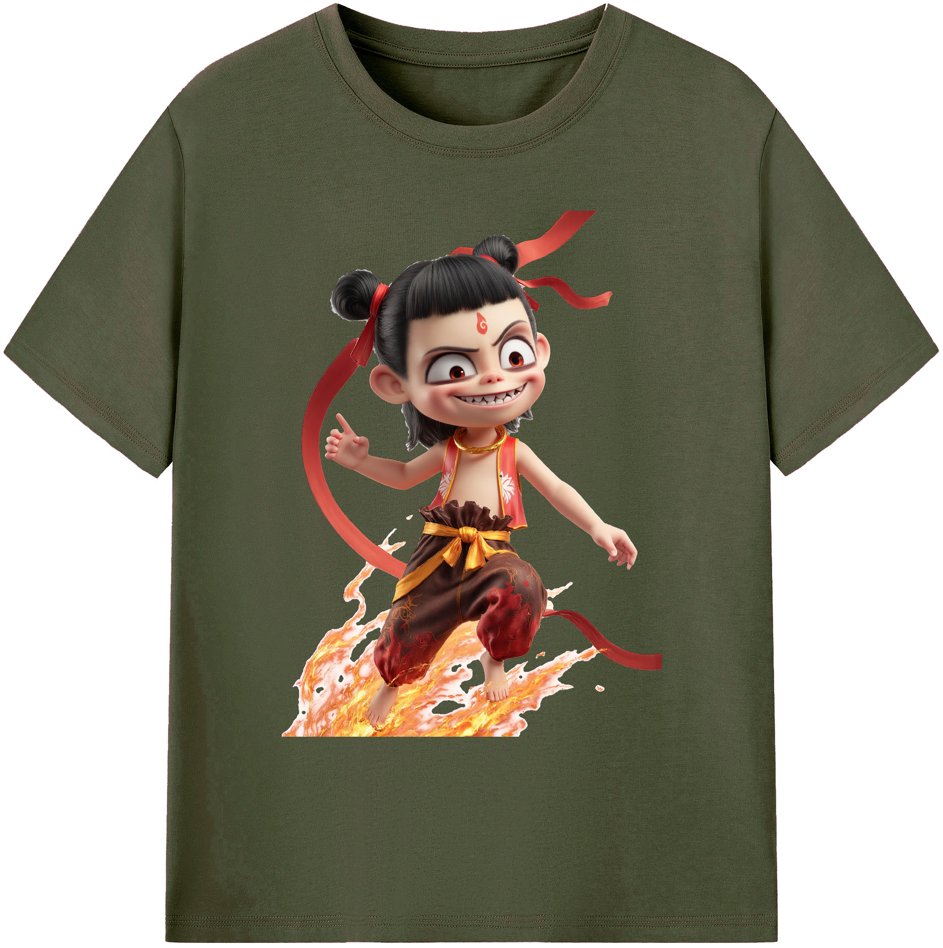 （画像用） Ne Zha 2 ナタ 魔童の大暴れ 綿100％ メンズ半袖Tシャツ｜肌触りやわらか＆通気性